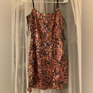 Juniors' Sequinned Sleeveless Bodycon Dress